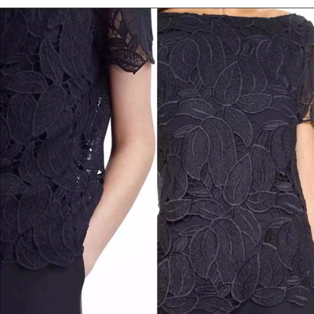 $500 TORY BURCH AVALON NAVY LACE OVERLAY WOOL BLEND PARTY ROMPER SIZE 0